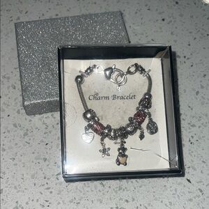 Elegant Silver and Pink Charm Bracelet for daughter in sparkly box